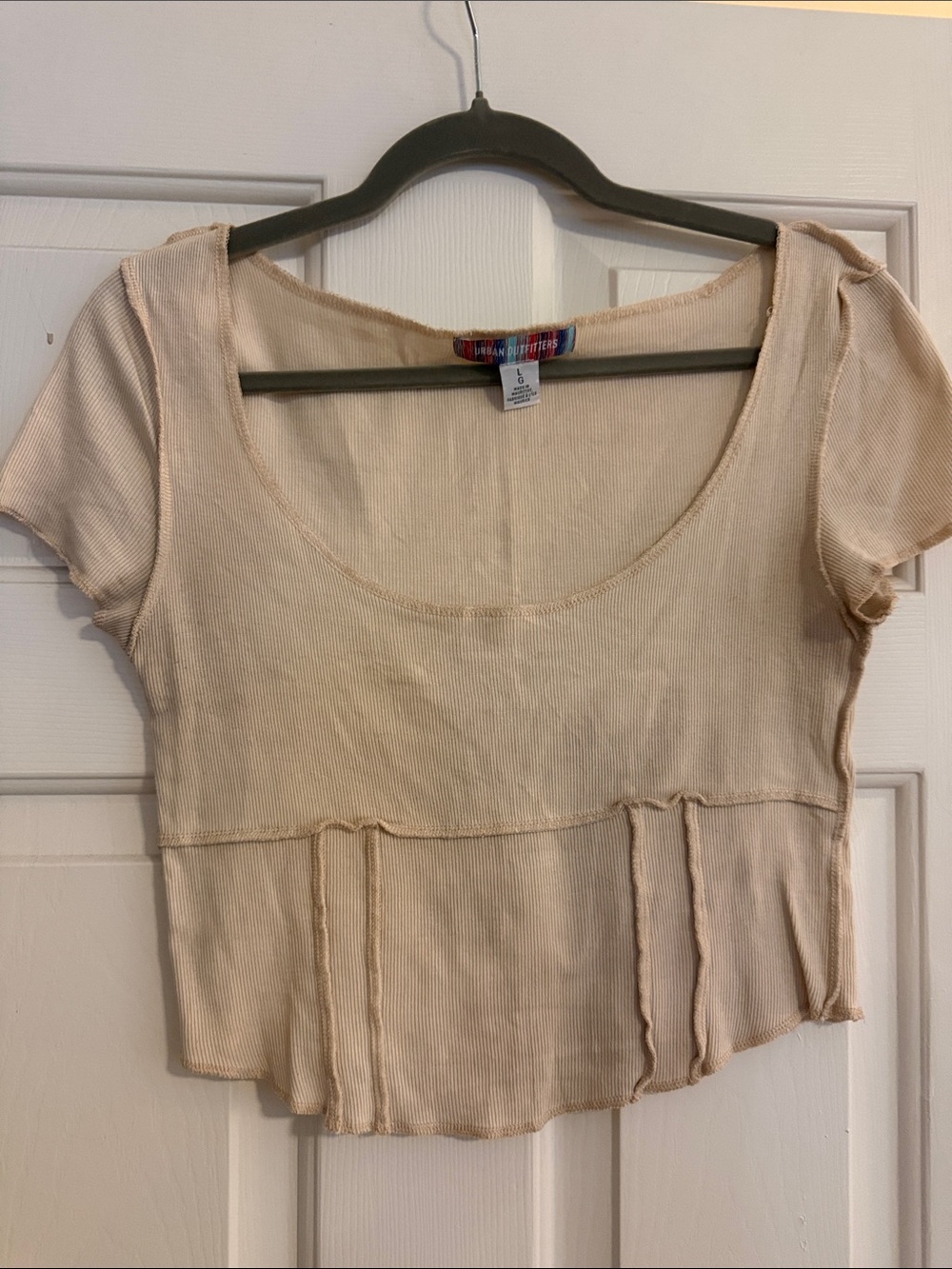 Urban Outfitters Light Tan Ribbed Scoop Crop Top